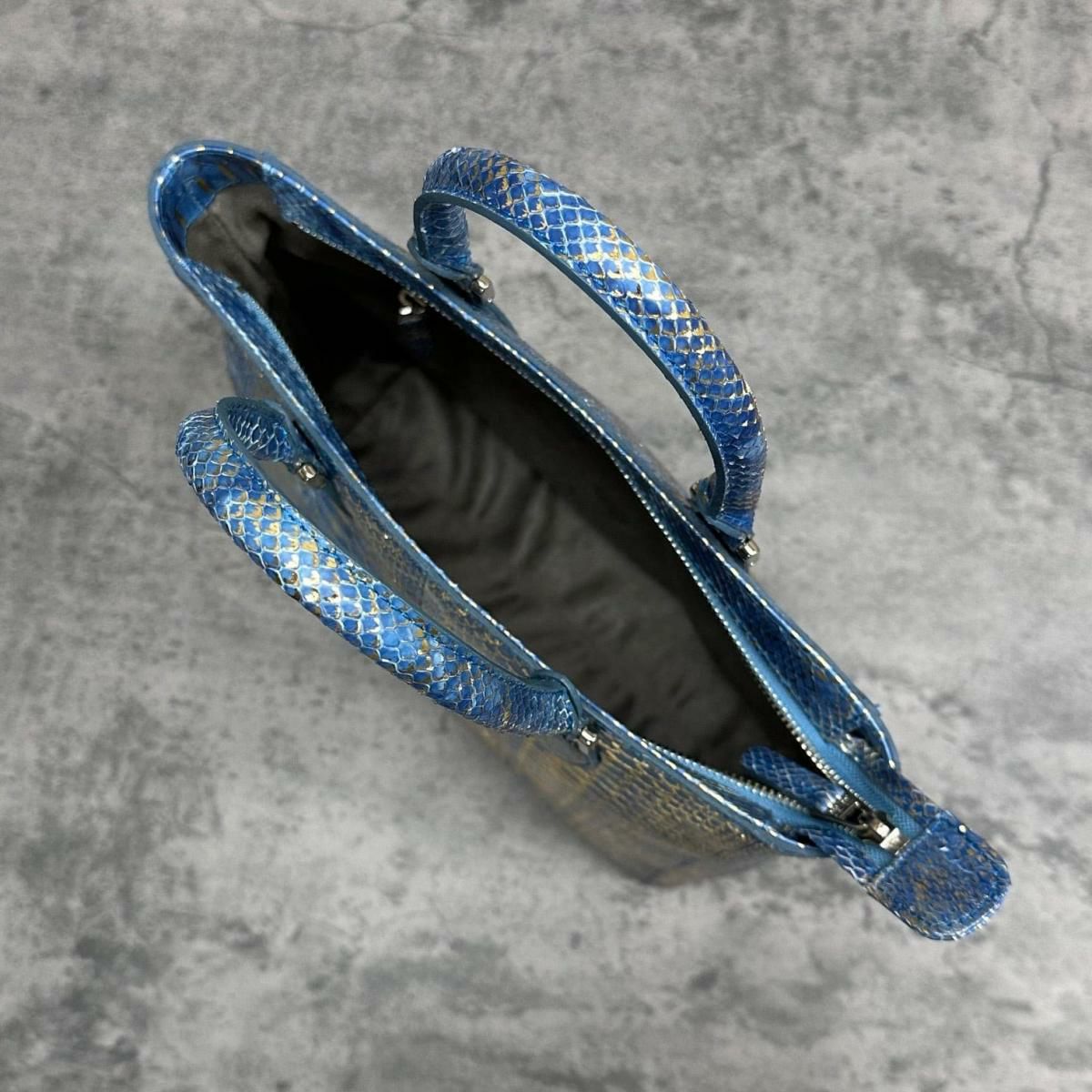  レザック パイソンル トートバッグ ゴールド/ブルー 国産(日本製) LE'SAC libia-spc