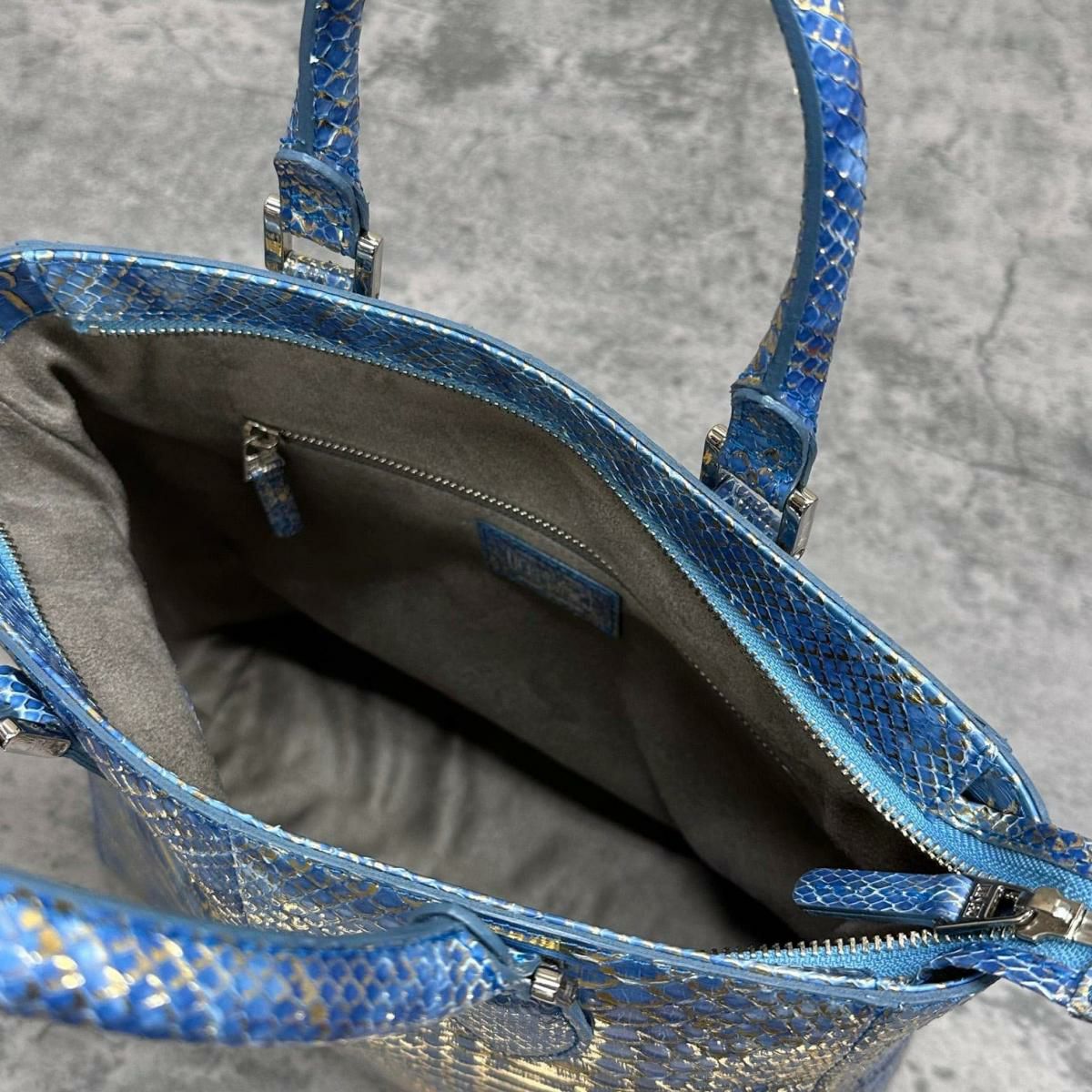  レザック パイソンル トートバッグ ゴールド/ブルー 国産(日本製) LE'SAC libia-spc
