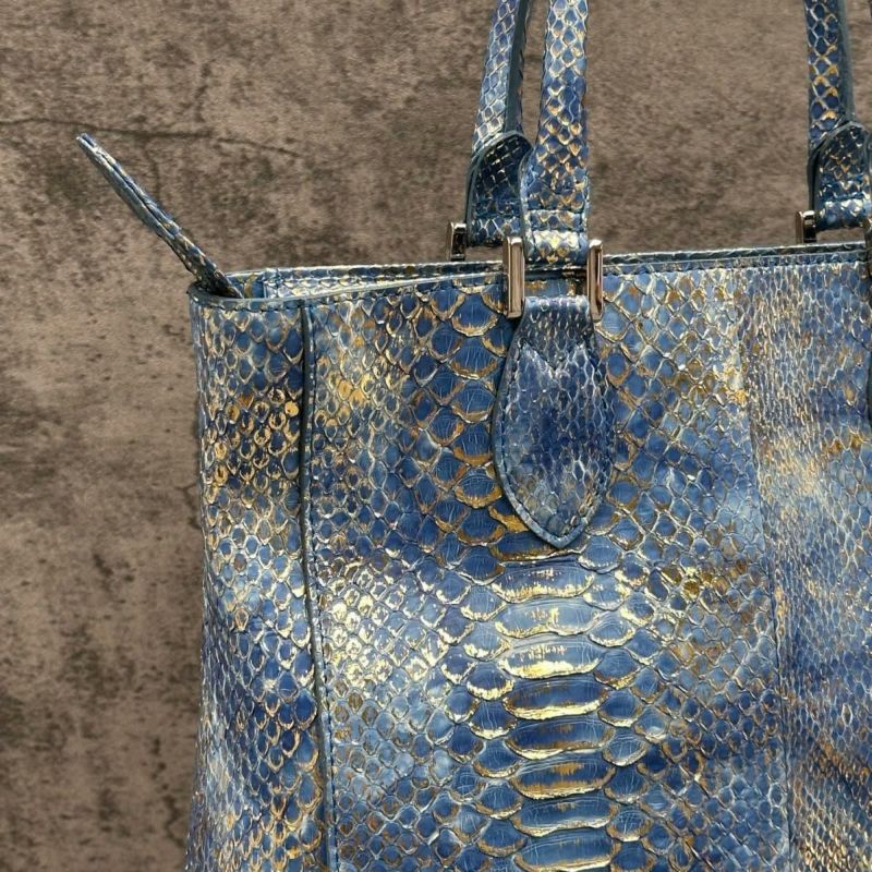  レザック パイソンル トートバッグ ゴールド/ブルー 国産(日本製) LE'SAC libia-spc