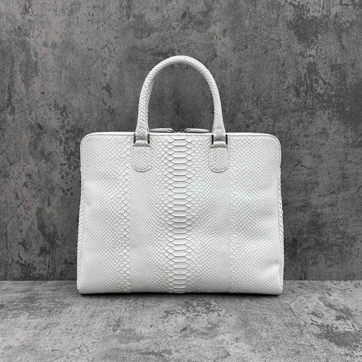 レザック パイソン ブリーフバッグ ホワイト 国産(日本製) LE'SAC milan