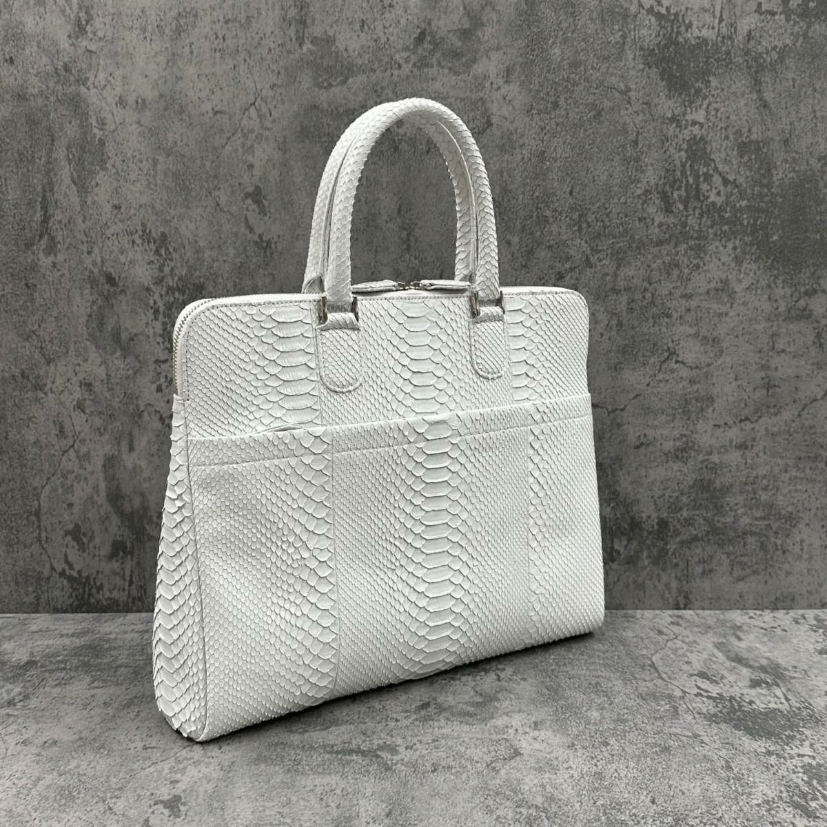 レザック パイソン ブリーフバッグ ホワイト 国産(日本製) LE'SAC milan