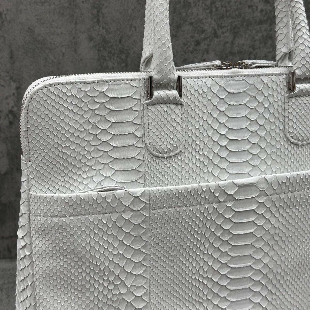 レザック パイソン ブリーフバッグ ホワイト 国産(日本製) LE'SAC milan