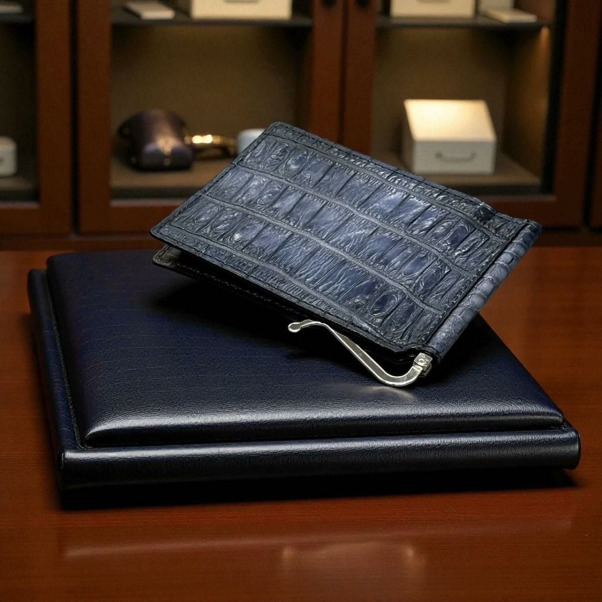 レザック クロコダイル マネークリップ (札ばさみ) ネイビー 国産(日本製) LE'SAC 8178sp