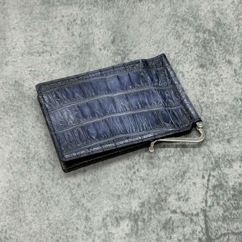 レザック クロコダイル マネークリップ (札ばさみ) ネイビー 国産(日本