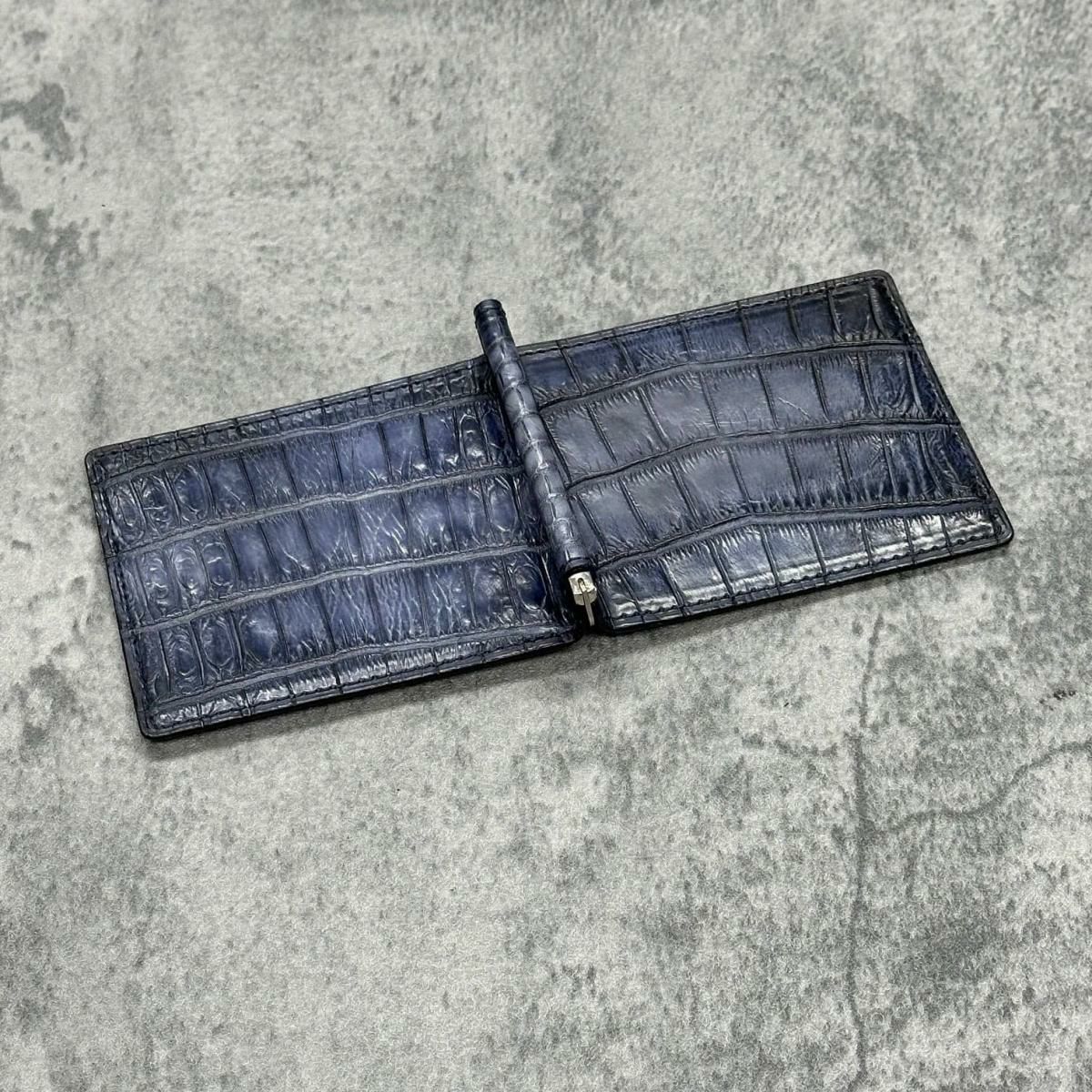 レザック クロコダイル マネークリップ (札ばさみ) ネイビー 国産(日本製) LE'SAC 8178sp