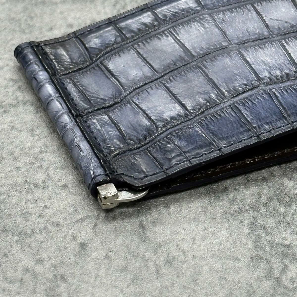 レザック クロコダイル マネークリップ (札ばさみ) ネイビー 国産(日本製) LE'SAC 8178sp