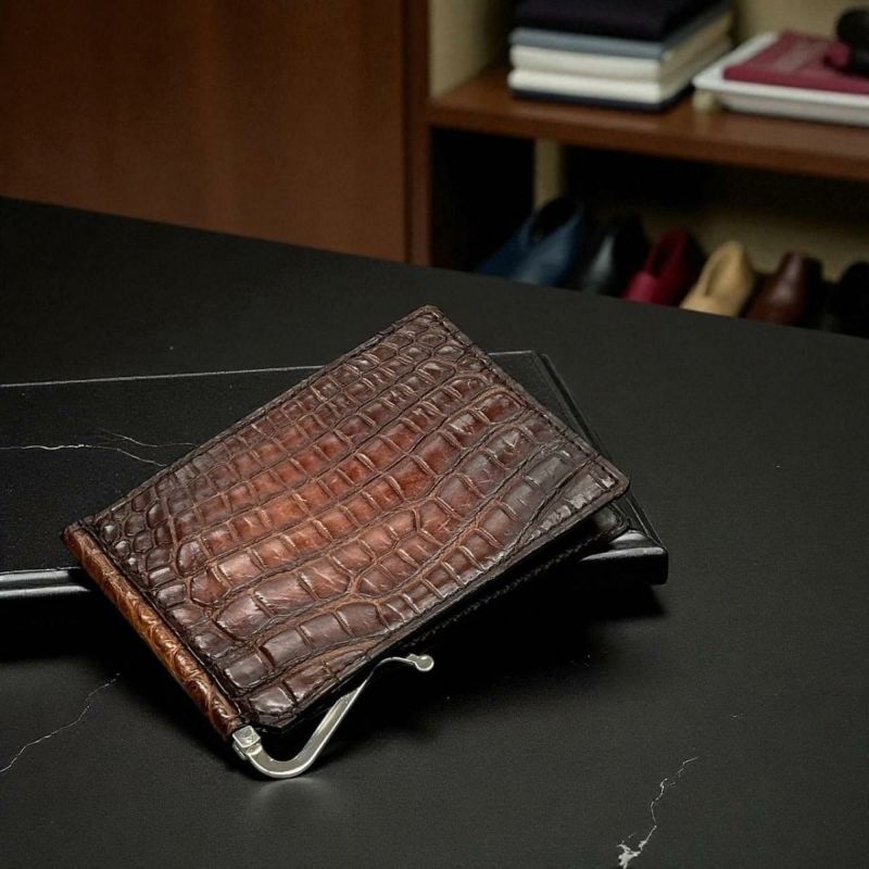 レザック クロコダイル マネークリップ (札ばさみ) ブラウン 国産(日本製) LE'SAC 8178sp