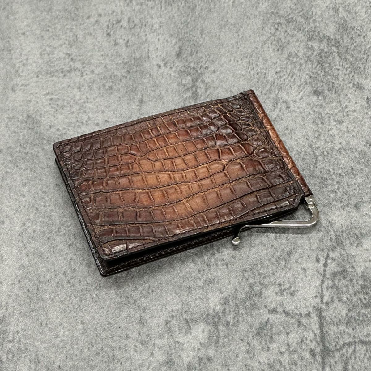 レザック クロコダイル マネークリップ (札ばさみ) ブラウン 国産(日本製) LE'SAC 8178sp