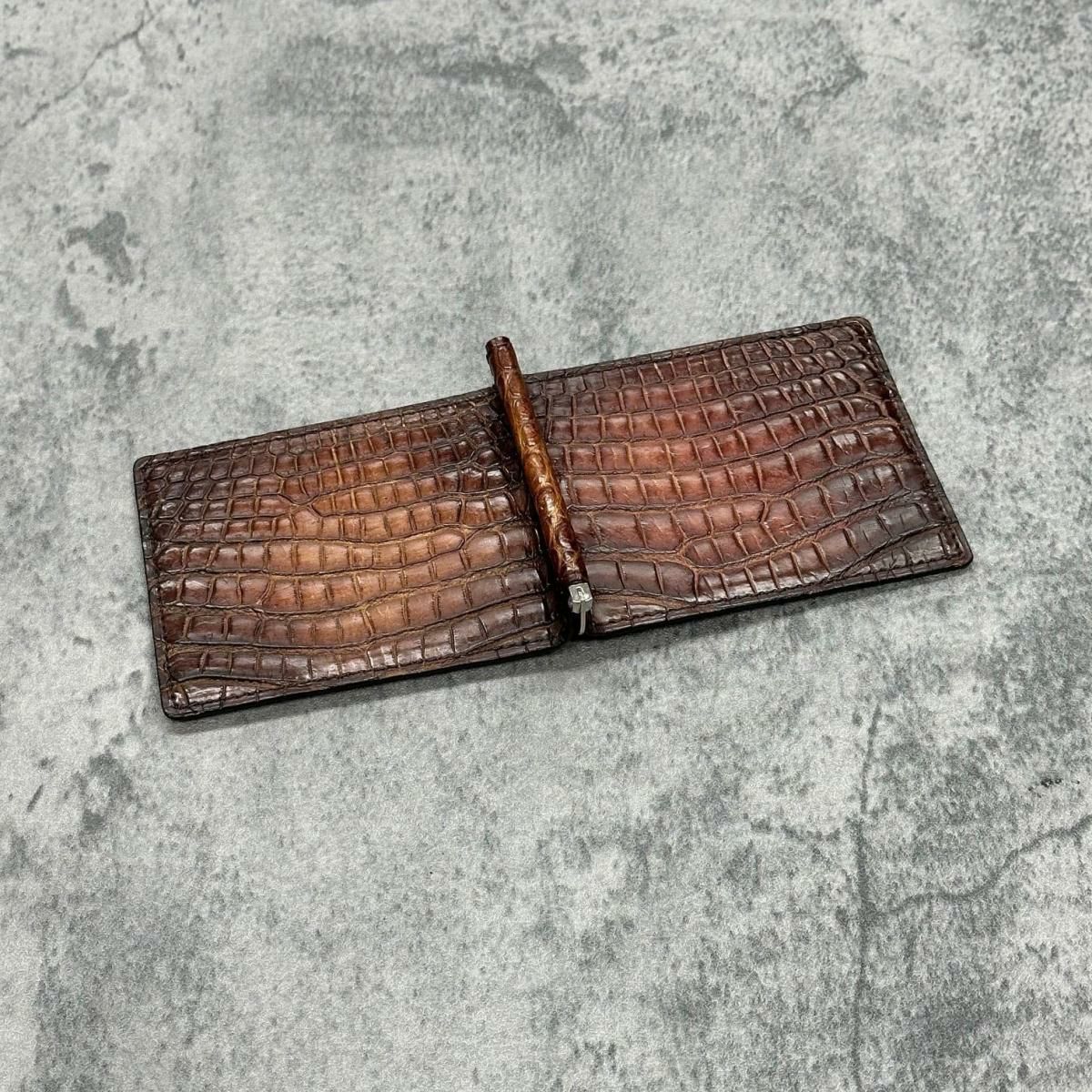 レザック クロコダイル マネークリップ (札ばさみ) ブラウン 国産(日本製) LE'SAC 8178sp