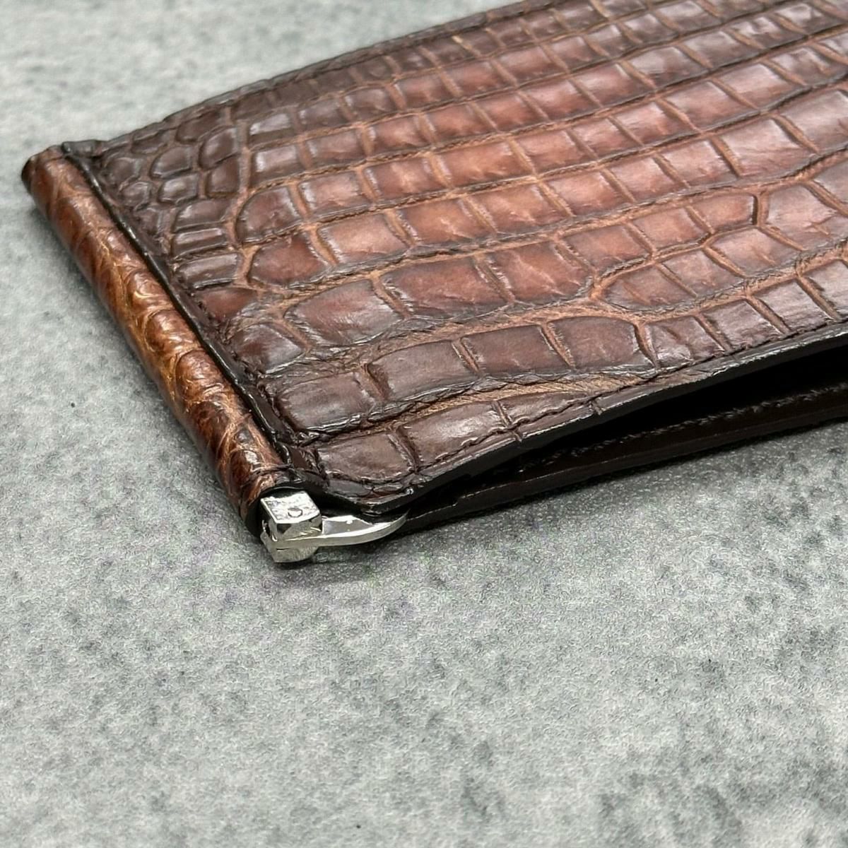 レザック クロコダイル マネークリップ (札ばさみ) ブラウン 国産(日本製) LE'SAC 8178sp