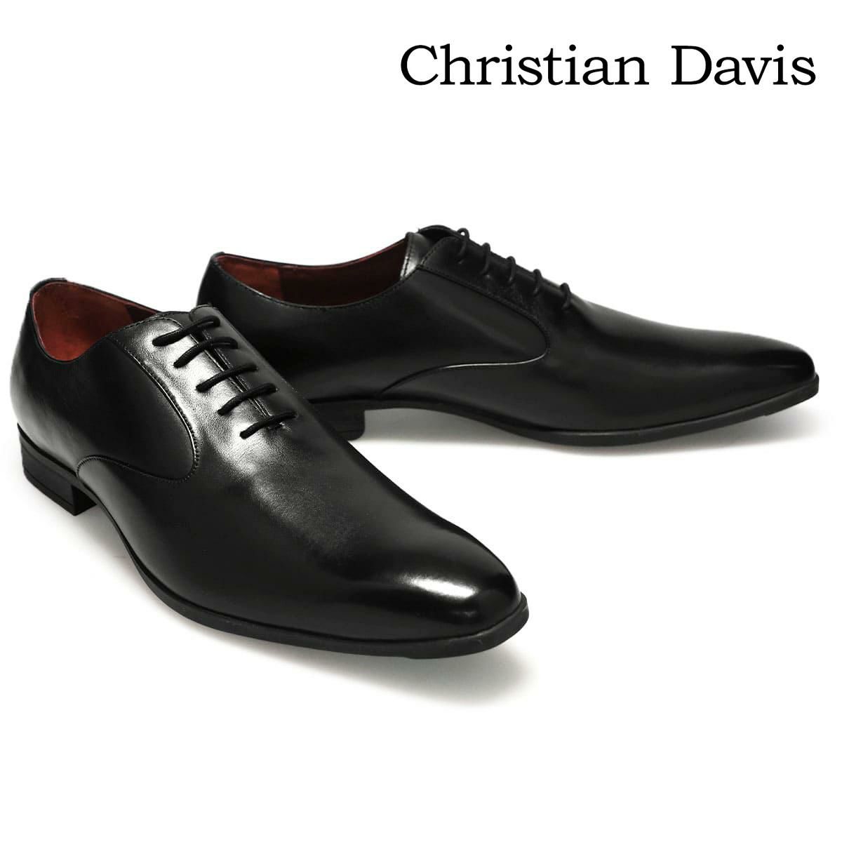 クリスチャン デイビス メンズ ドレスシューズ 内羽根プレーントゥ ブラック Christian Davis cd4003