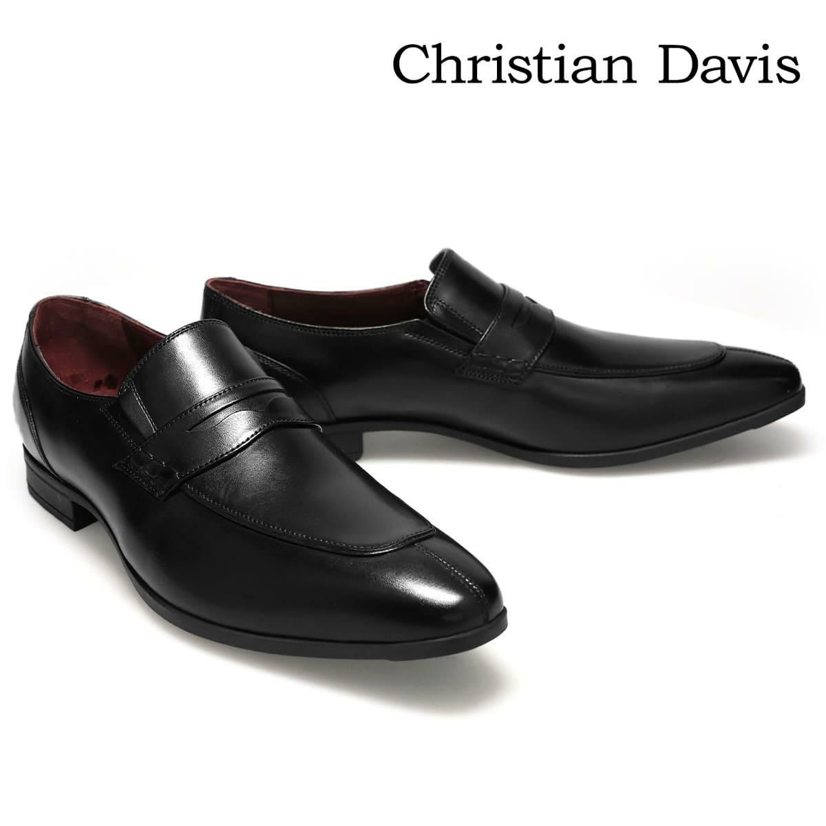 クリスチャン デイビス メンズ ドレスシューズ コインローファー ブラック ライトブラウン Christian Davis cd4005