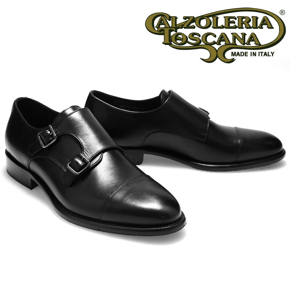 カルツォレリアトスカーナ メンズ ドレスシューズ ダブルモンク ブラック イタリア製 Calzoleria Toscana vibo　