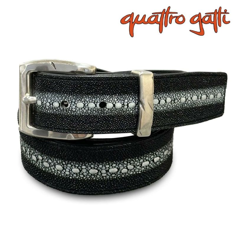 クアトロガッティ スティングレイ(ガルーシャ) 40mm連石ベルト ブラック 国産(日本製) Quattro Gatti 1816 