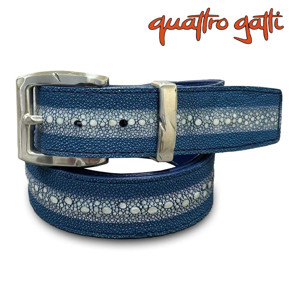 クアトロガッティ スティングレイ(ガルーシャ) 40mm連石ベルト ブルー 国産(日本製) Quattro Gatti 1816　