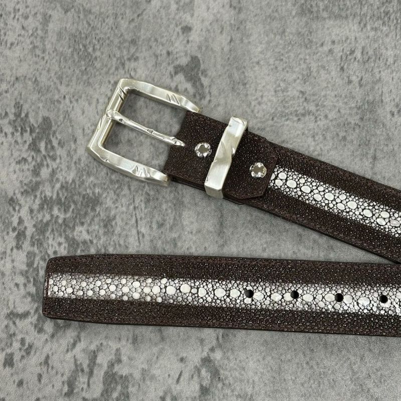 クアトロガッティ スティングレイ(ガルーシャ) 40mm連石ベルト ブラウン 国産(日本製) Quattro Gatti 1816　3