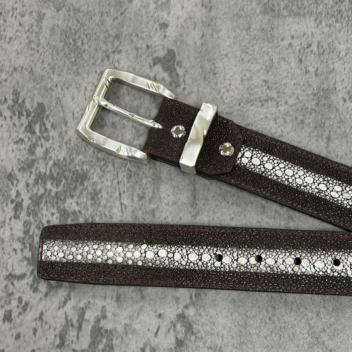 クアトロガッティ スティングレイ(ガルーシャ) 40mm連石ベルト ブラウン 国産(日本製) Quattro Gatti 1816　3