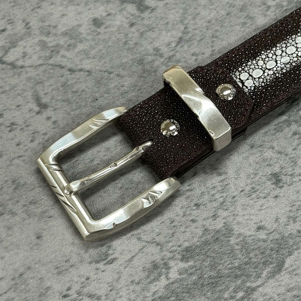 クアトロガッティ スティングレイ(ガルーシャ) 40mm連石ベルト ブラウン 国産(日本製) Quattro Gatti 1816　4