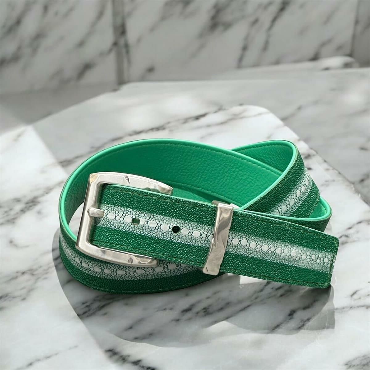 クアトロガッティ スティングレイ(ガルーシャ) 40mm連石ベルト グリーン 国産(日本製) Quattro Gatti 1816　2