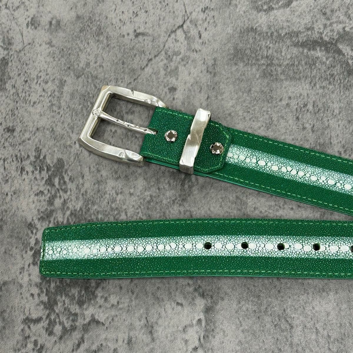 クアトロガッティ スティングレイ(ガルーシャ) 40mm連石ベルト グリーン 国産(日本製) Quattro Gatti 1816　3