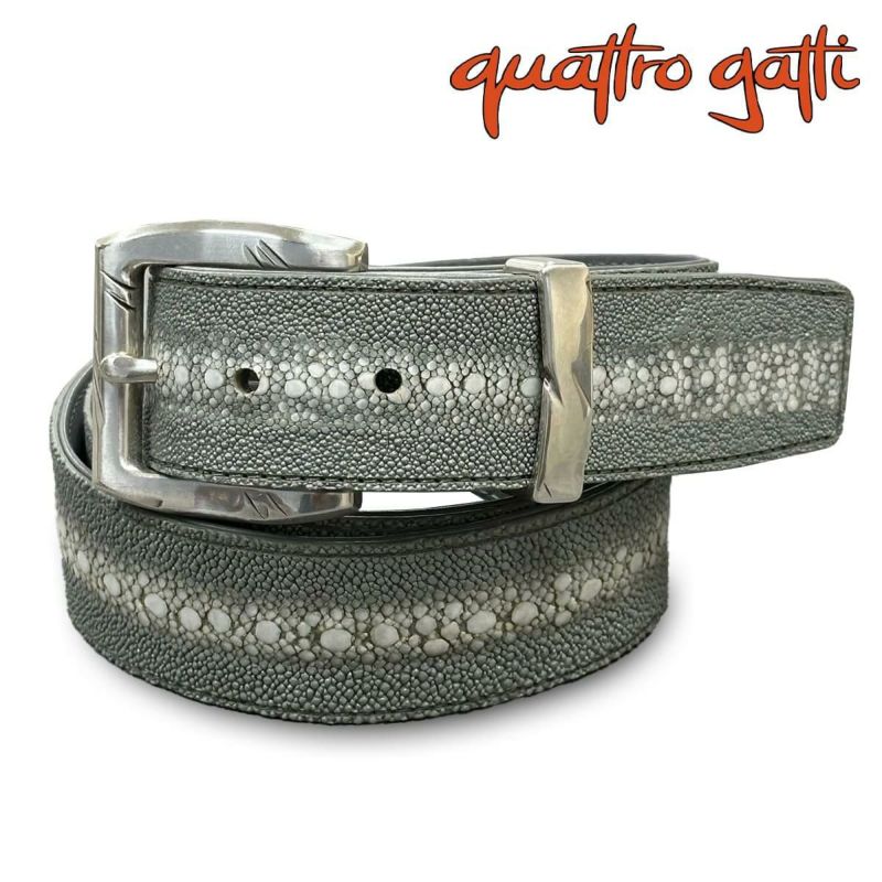 クアトロガッティ スティングレイ(ガルーシャ) 40mm連石ベルト グレー 国産(日本製) Quattro Gatti 1816　