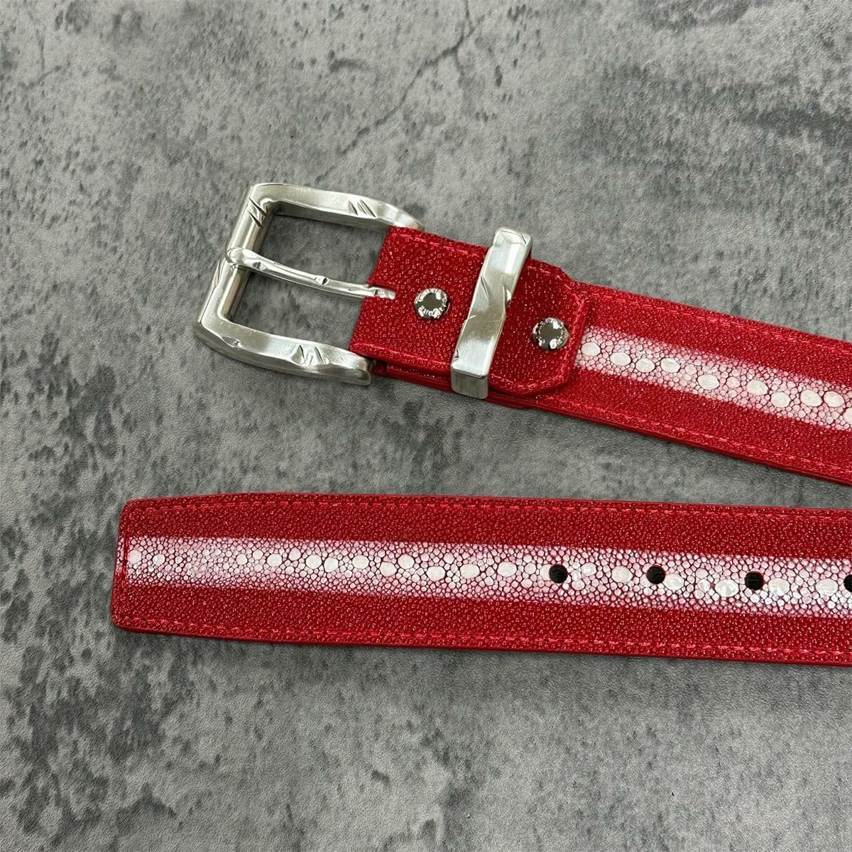 クアトロガッティ スティングレイ(ガルーシャ) 40mm連石ベルト レッド 国産(日本製) Quattro Gatti 1816　3