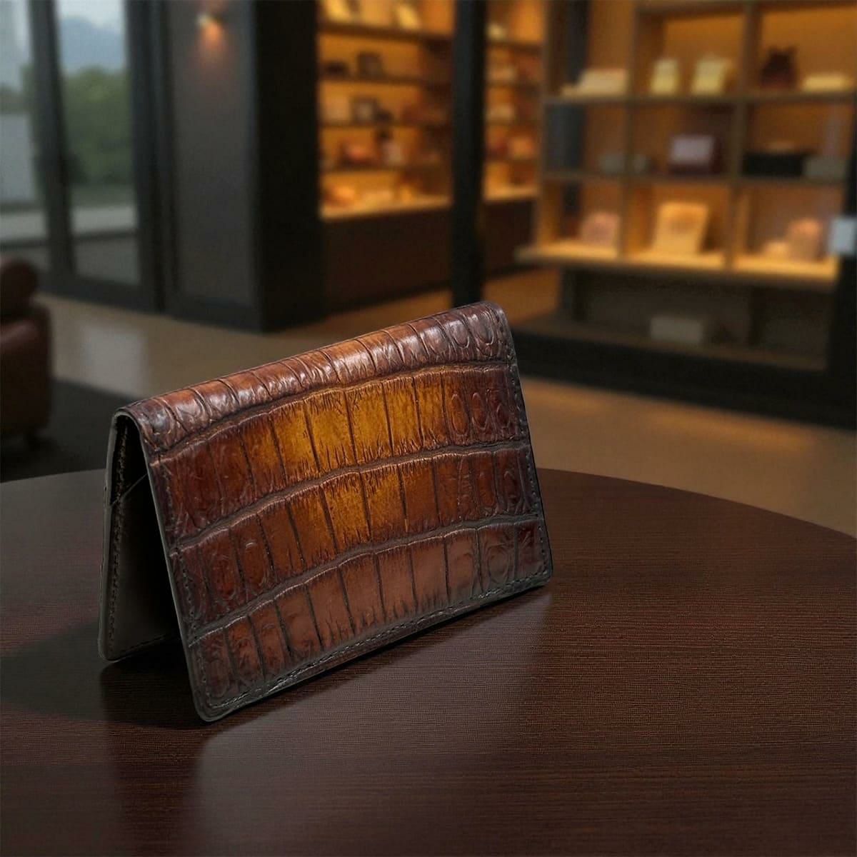 クアトロガッティ クロコダイル カード入れ (名刺入れ) パティーヌブラウン 国産(日本製) Quattro Gatti 8209sp 2