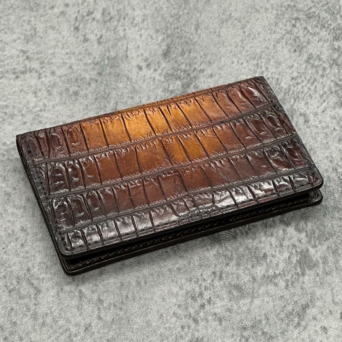 クアトロガッティ クロコダイル カード入れ (名刺入れ) パティーヌブラウン 国産(日本製) Quattro Gatti 8209sp 3