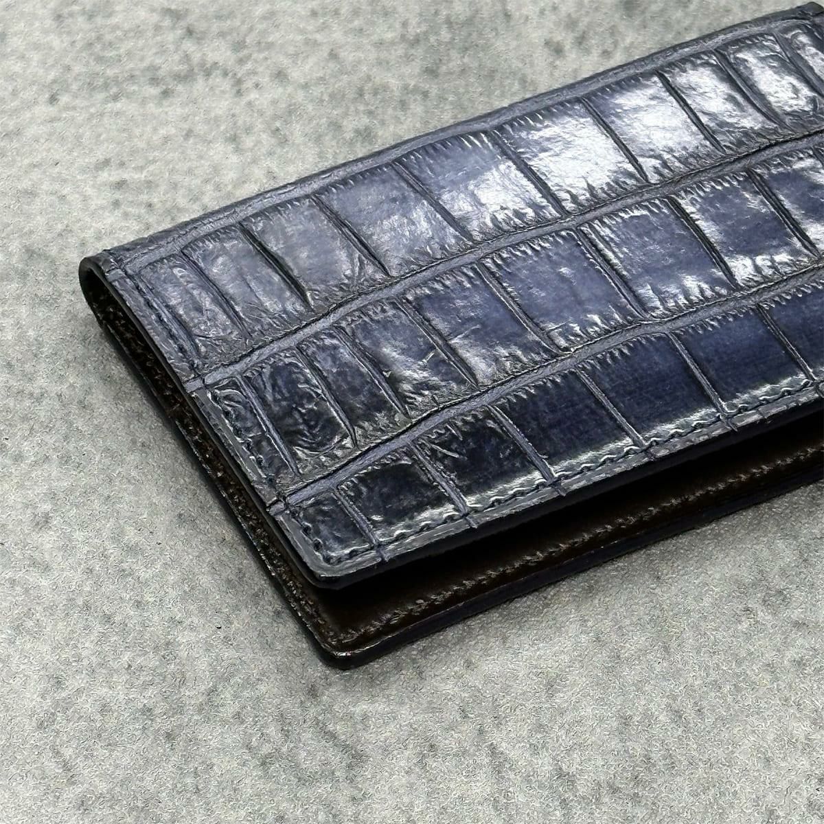 クアトロガッティ クロコダイル カード入れ (名刺入れ) パティーヌネイビー 国産(日本製) Quattro Gatti 8209sp　4