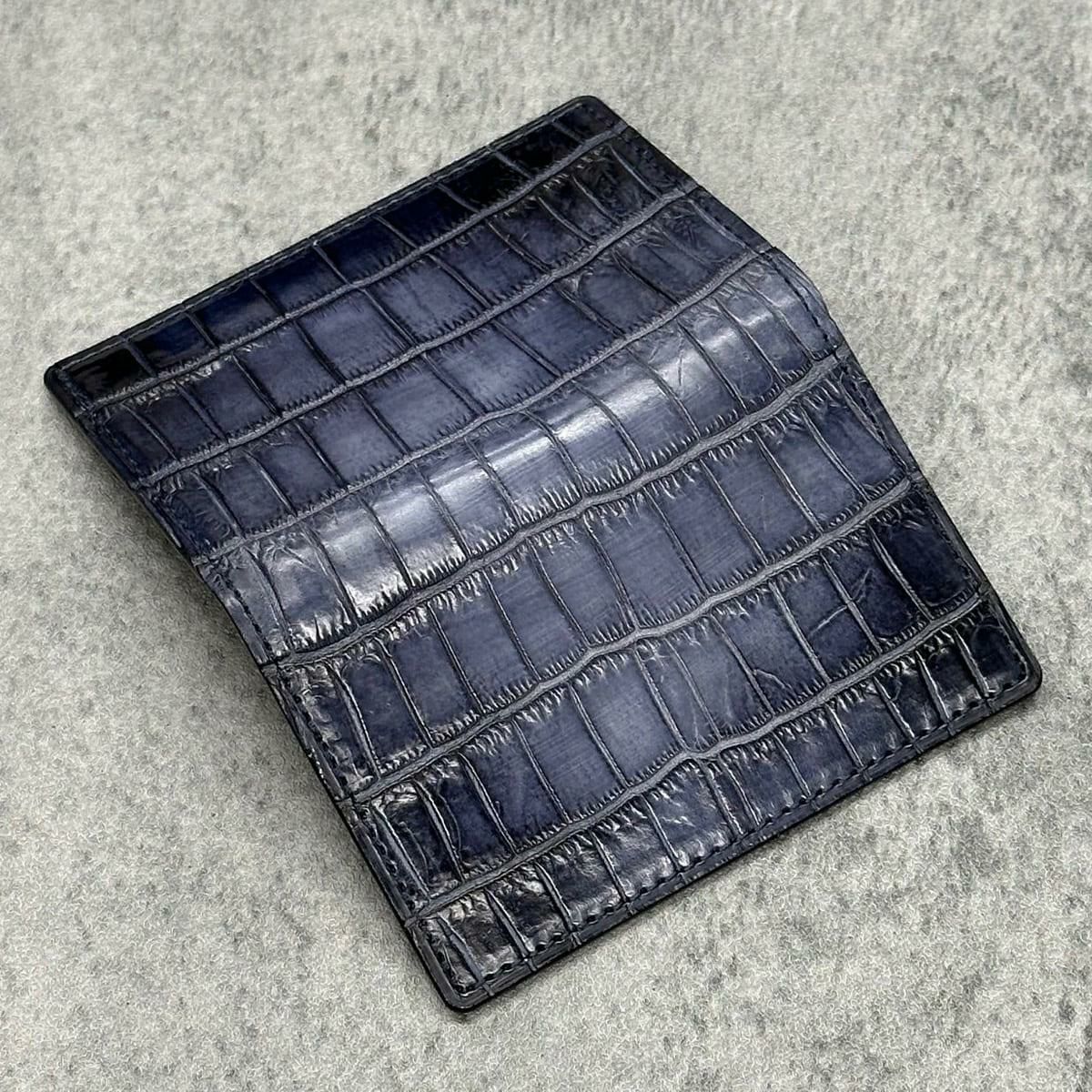 クアトロガッティ クロコダイル カード入れ (名刺入れ) パティーヌネイビー 国産(日本製) Quattro Gatti 8209sp　5