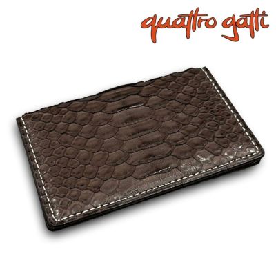 クアトロガッティ パイソン カード入れ (名刺入れ) ブラック 国産(日本
