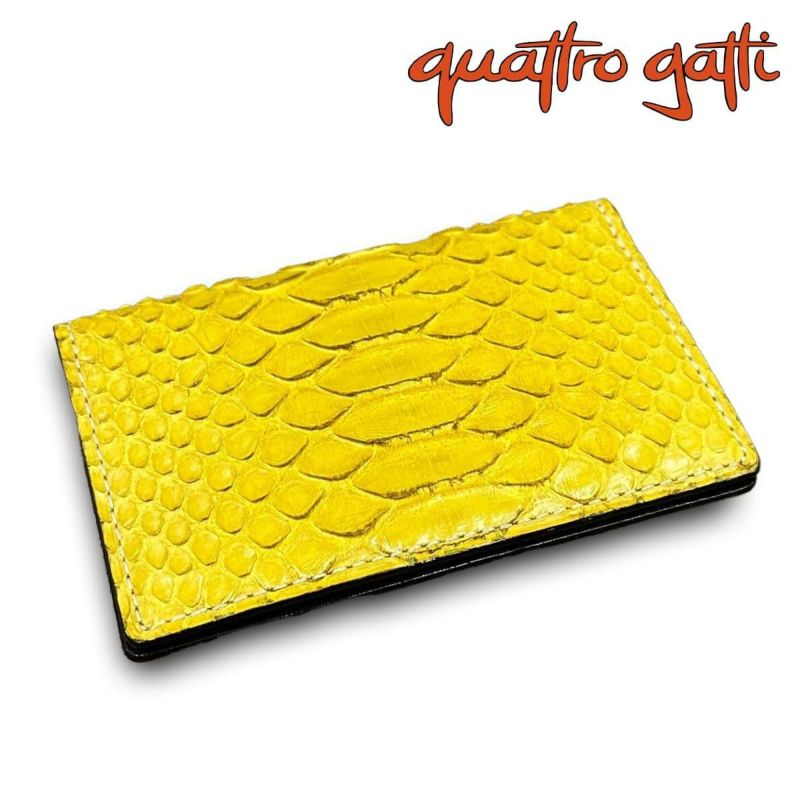 クアトロガッティ パイソン カード入れ (名刺入れ) グロスイエロー 国産(日本製) Quattro Gatti 8210　