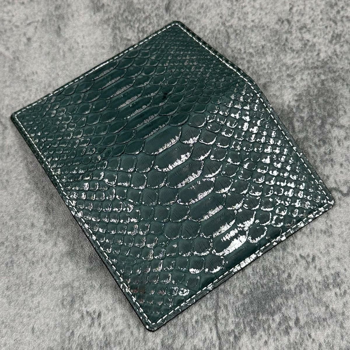  クアトロガッティ パイソン カード入れ (名刺入れ) リーフ/グリーン 国産(日本製) Quattro Gatti 8210　3