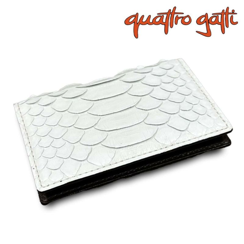 クアトロガッティ パイソン カード入れ (名刺入れ) ホワイト 国産(日本製) Quattro Gatti 8210　