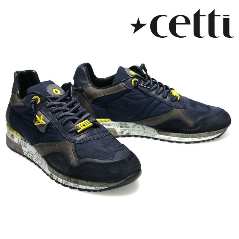 セッティ メンズ スニーカー レザースニーカー ネイビー グレー スペイン製 cetti c848xl-242　
