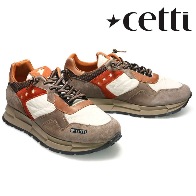 セッティ メンズ スニーカー レザースニーカー ホワイト/カーキ グレー スペイン製 cetti c1271-252　