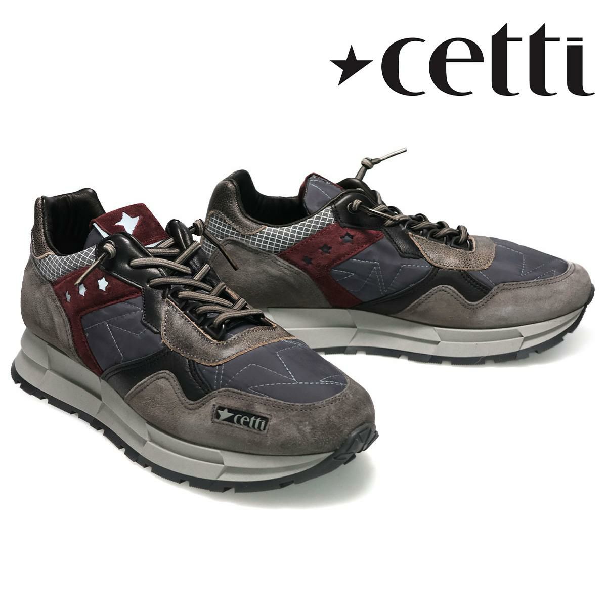 セッティ メンズ スニーカー レザースニーカー ホワイト/カーキ グレー スペイン製 cetti c1271-252　2