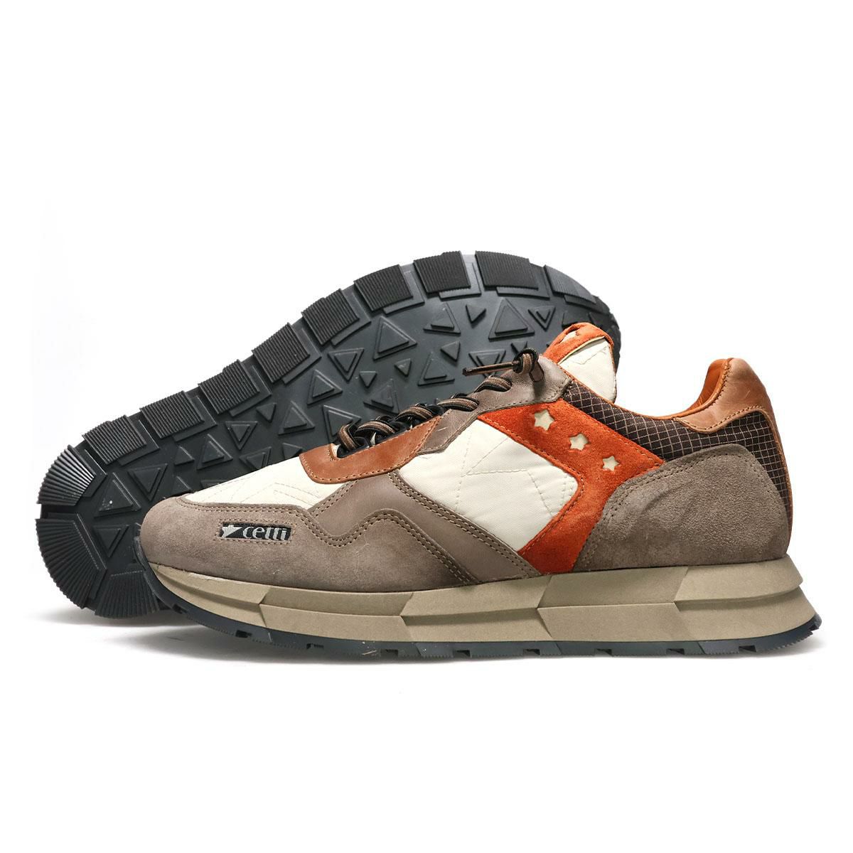 セッティ メンズ スニーカー レザースニーカー ホワイト/カーキ グレー スペイン製 cetti c1271-252　10