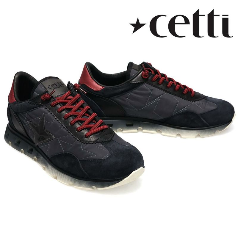 セッティ メンズ スニーカー レザースニーカー ネイビー/グレー ブラック スペイン製 cetti c1385-252　