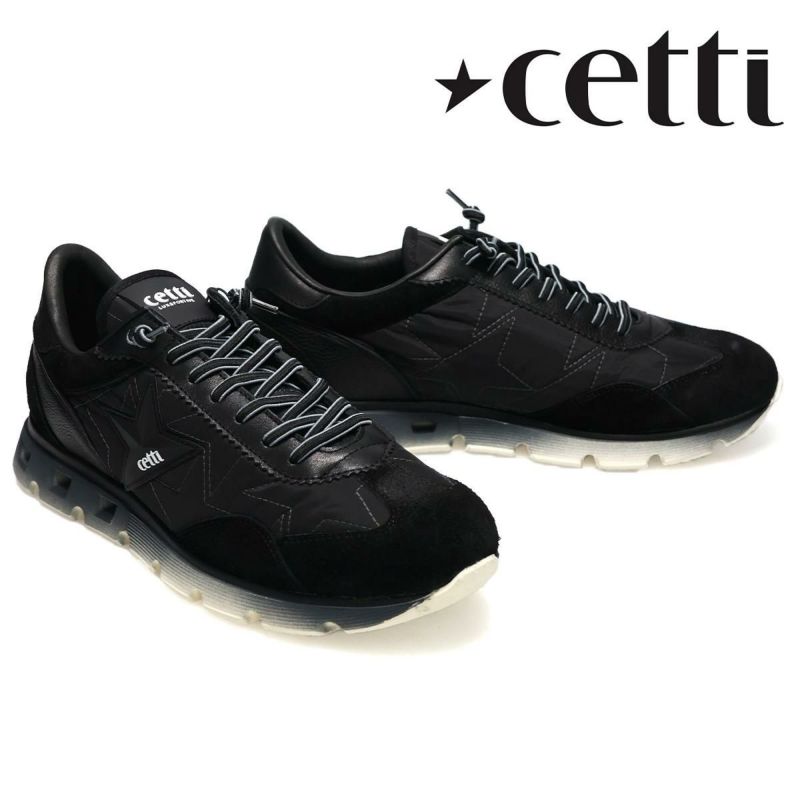 セッティ メンズ スニーカー レザースニーカー ネイビー/グレー ブラック スペイン製 cetti c1385-252　2