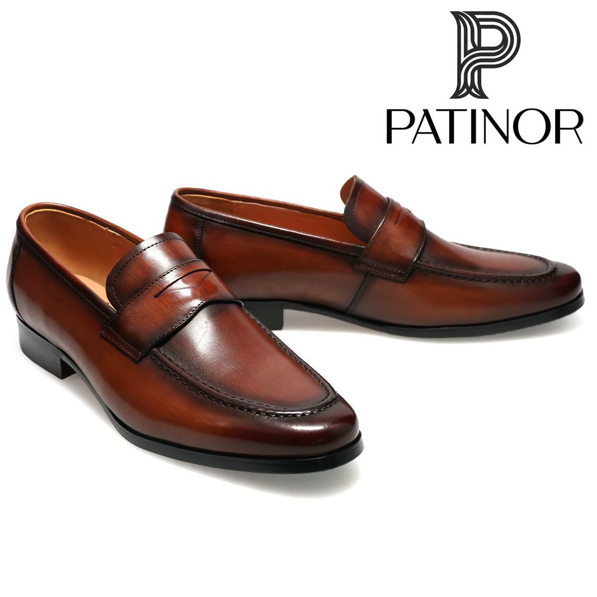 パティノール メンズ ドレスシューズ コインローファー ブラック ダークブラウン PATINOR ron180　2