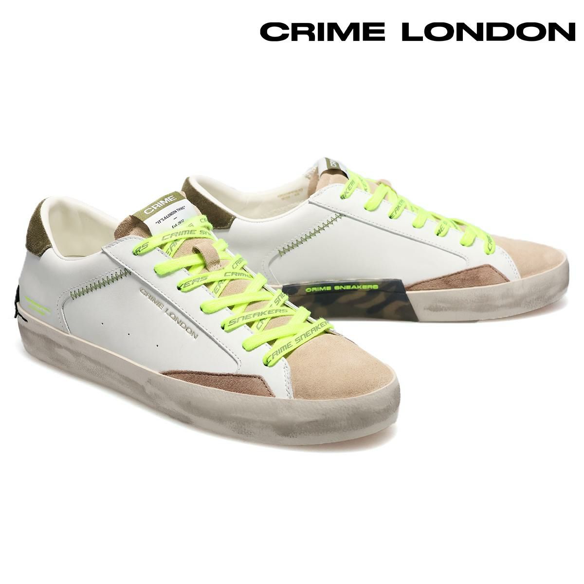  クライムロンドン メンズ スニーカー ディストレスト イタリア製 CRIME LONDON