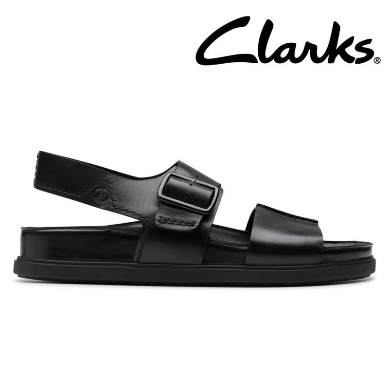 クラークス メンズ カジュアルシューズ トーフォードストラップ ブラック Clarks 26180896