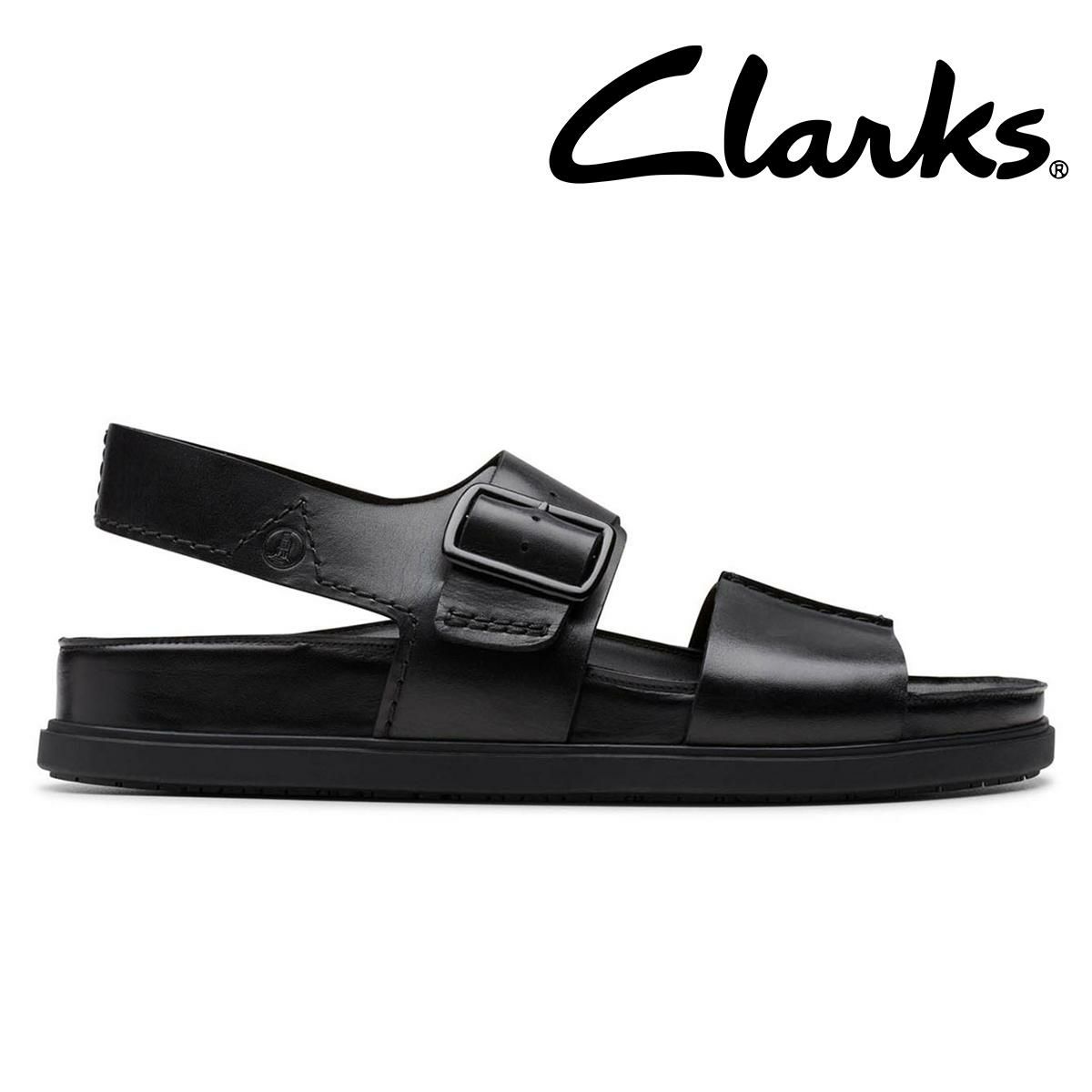 クラークス メンズ カジュアルシューズ トーフォードストラップ ブラック Clarks 26180896